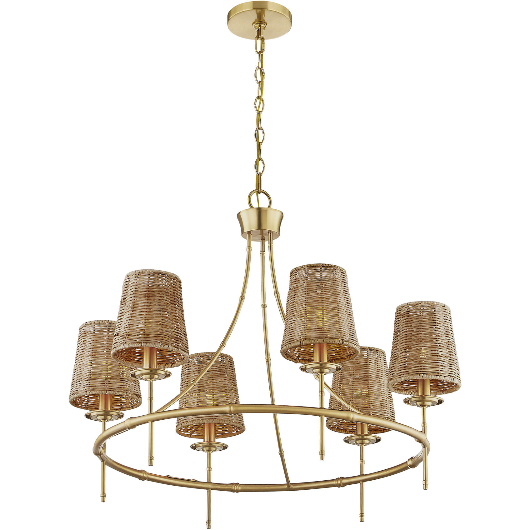 Ashbury 6 Light 30 inch Warm Brass Chandelier Ceiling Light