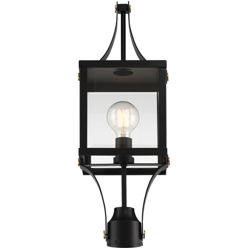 Raeburn 1 Light 23.5 inch Matte Black with Burnished Brass Accents Outdoor Post Lantern