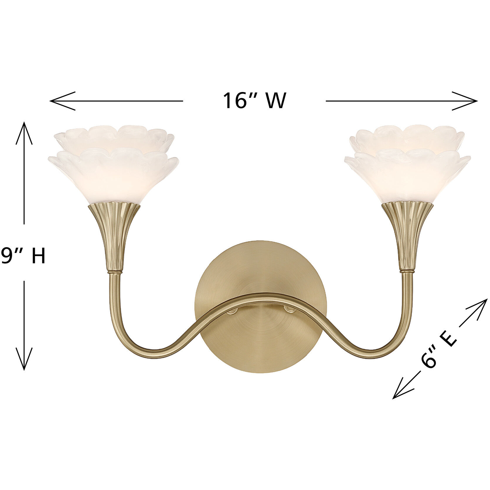 Florena 2 Light 16 inch Noble Brass Bathroom Vanity Light Wall Light