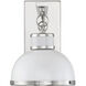 Corning 1 Light 8 inch White with Polished Nickel Accents Wall Sconce Wall Light in White/Polished Nickel