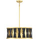 Kellerman 4 Light 21 inch Matte Black with True Gold Pendant Ceiling Light