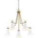 Lamar 5 Light 30 inch White with Warm Brass Chandelier Ceiling Light in White/Warm Brass