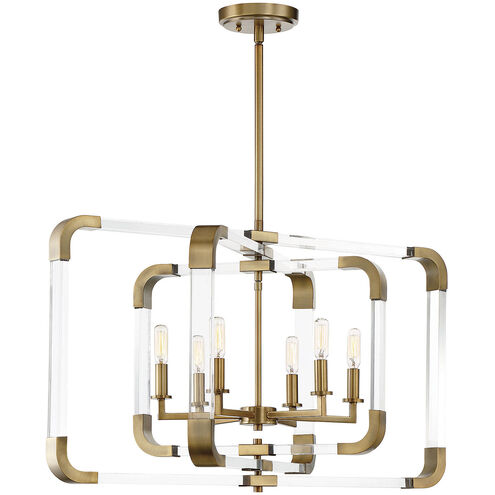 Rotterdam 6 Light 24.75 inch Warm Brass Pendant Ceiling Light, Essentials