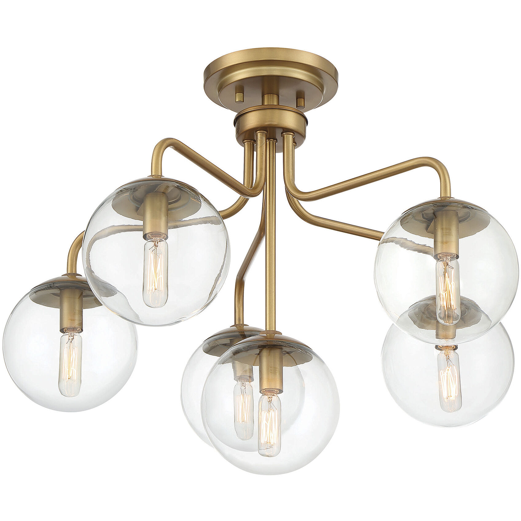 Marco 6 Light 24 inch Warm Brass Semi-Flush Ceiling Light, Essentials