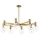 Wright 8 Light 40 inch Warm Brass Chandelier Ceiling Light