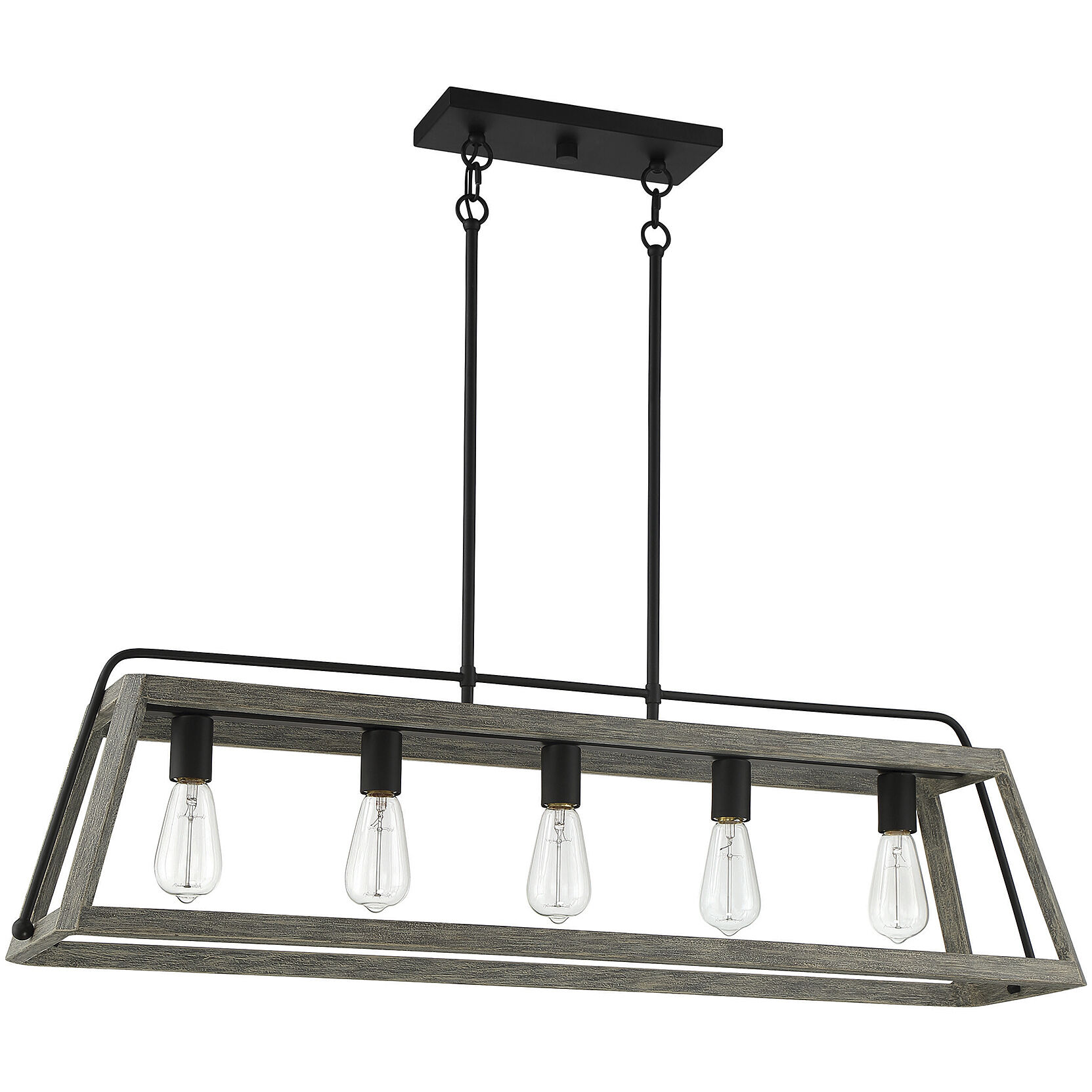 Hasting 5 Light 42 inch Noblewood with Iron Linear Chandelier Ceiling Light