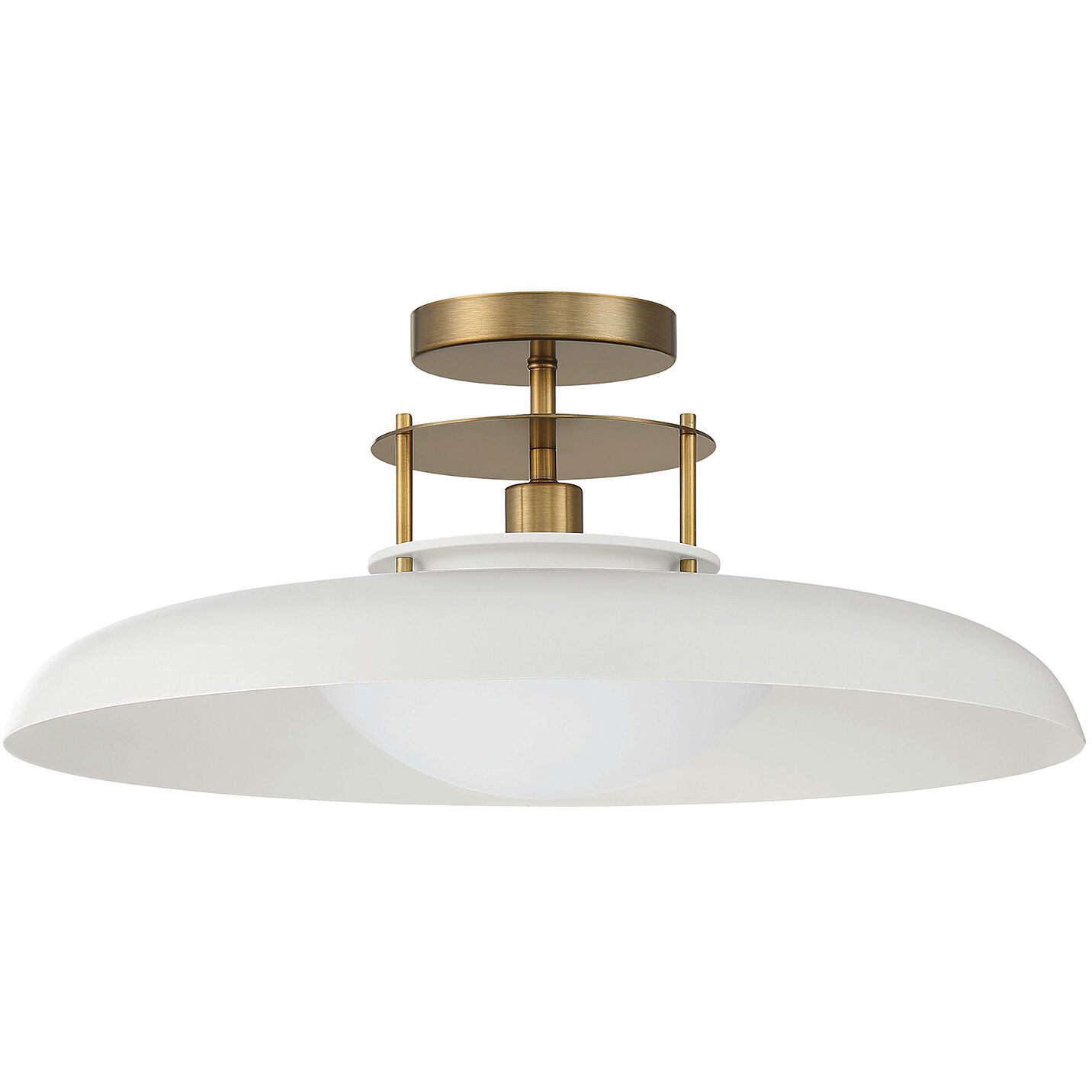 Gavin 1 Light 20 inch White with Warm Brass Accents Semi-Flush Ceiling Light in White/Warm Brass