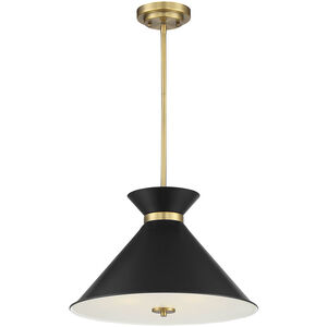 Lamar 3 Light 18 inch Black with Warm Brass Accents Pendant Ceiling Light