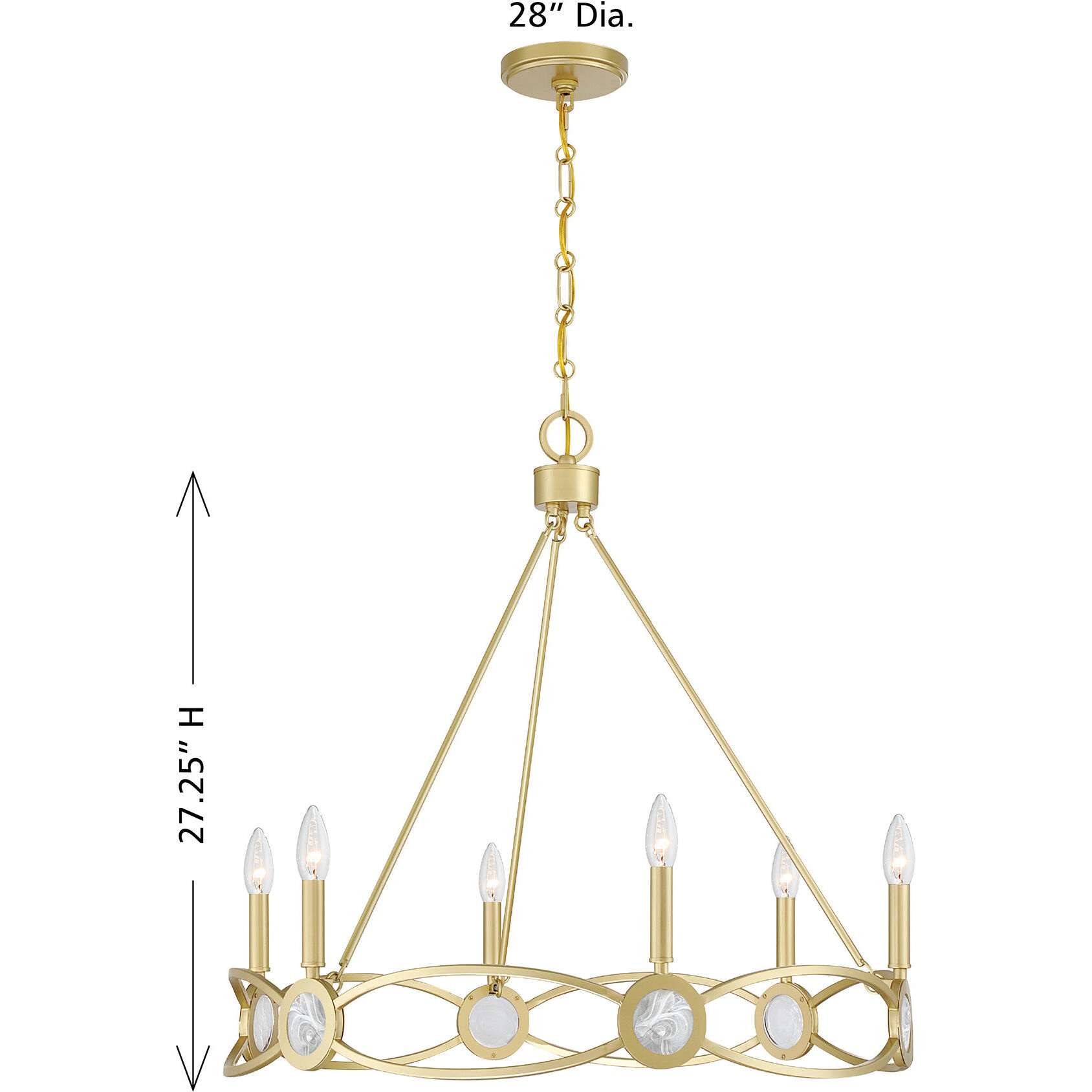 Minette 6 Light 28 inch Spun Gold Chandelier Ceiling Light