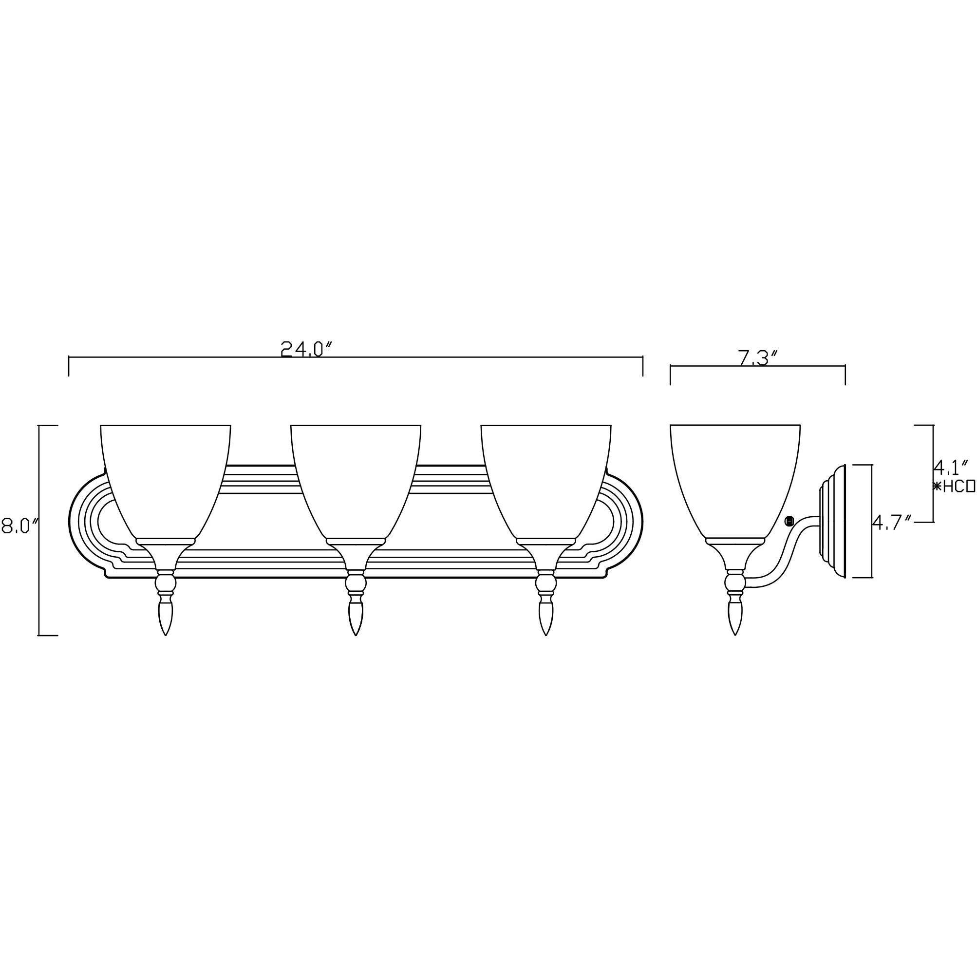 Herndon 3 Light 24 inch Satin Nickel Bathroom Vanity Light Wall Light, Essentials