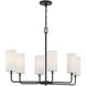 Powell 6 Light 35 inch Matte Black Linear Chandelier Ceiling Light, Essentials