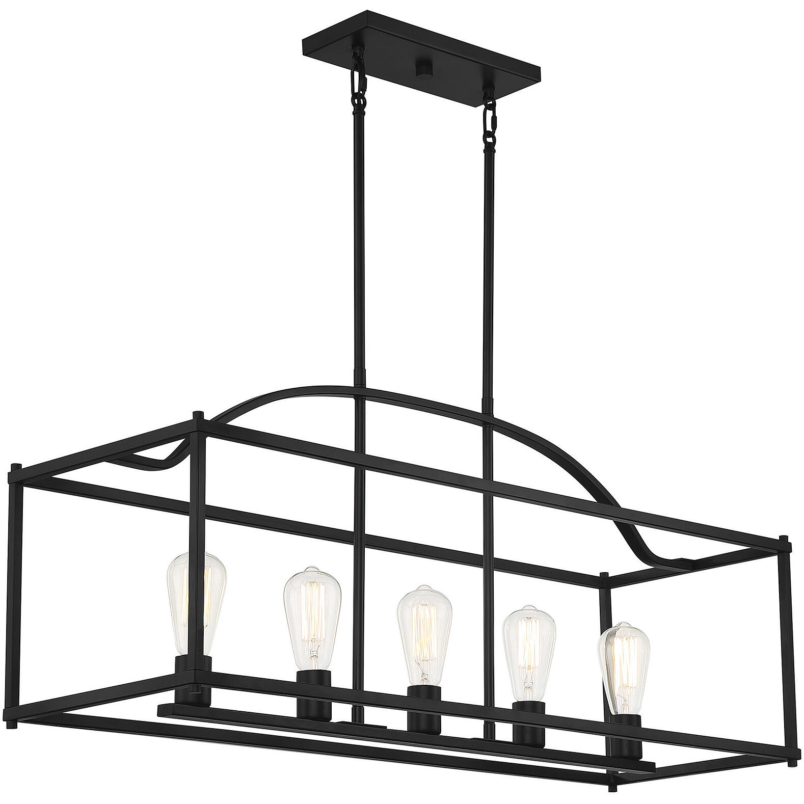 Palladian 5 Light 38 inch Matte Black Linear Chandelier Ceiling Light, Essentials