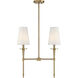 Trundle 2 Light 20 inch Warm Brass Linear Chandelier Ceiling Light, Lighting One
