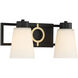 Russo 2 Light 15.5 inch Matte Black with Warm Brass Accents Bathroom Vanity Light Wall Light, Lighting One