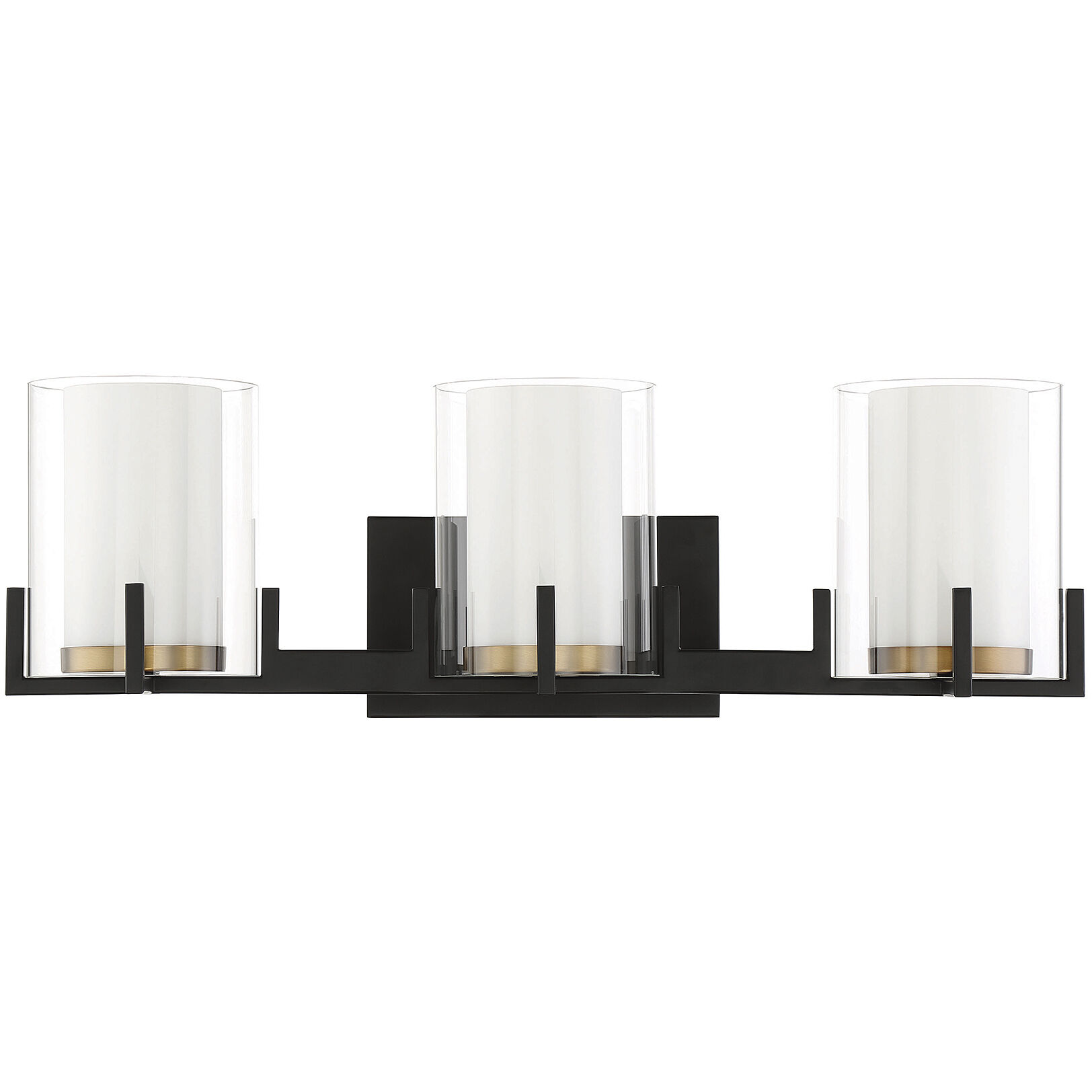 Eaton 3 Light 24 inch Black with Warm Brass Accents Bathroom Vanity Light Wall Light