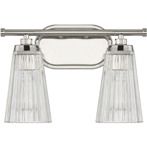 Chantilly 2 Light 14 inch Polished Nickel Bathroom Vanity Light Wall Light, Essentials