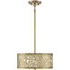New Haven 3 Light 14 inch Burnished Brass Covertible SemiFlush Ceiling Light