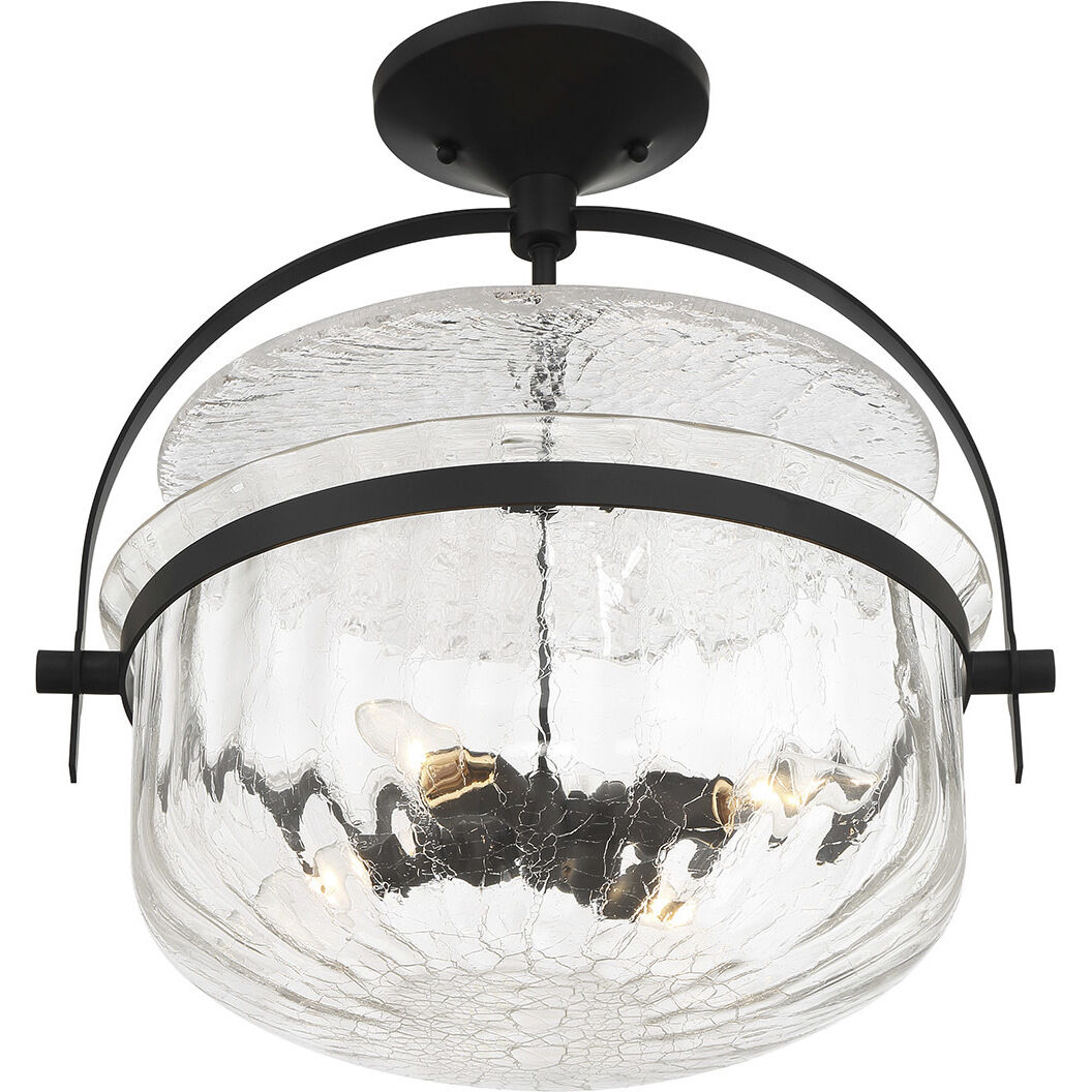 Denmar 4 Light 18 inch Matte Black Covertible SemiFlush Ceiling Light