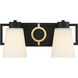 Russo 2 Light 15.5 inch Matte Black with Warm Brass Accents Bathroom Vanity Light Wall Light, Lighting One