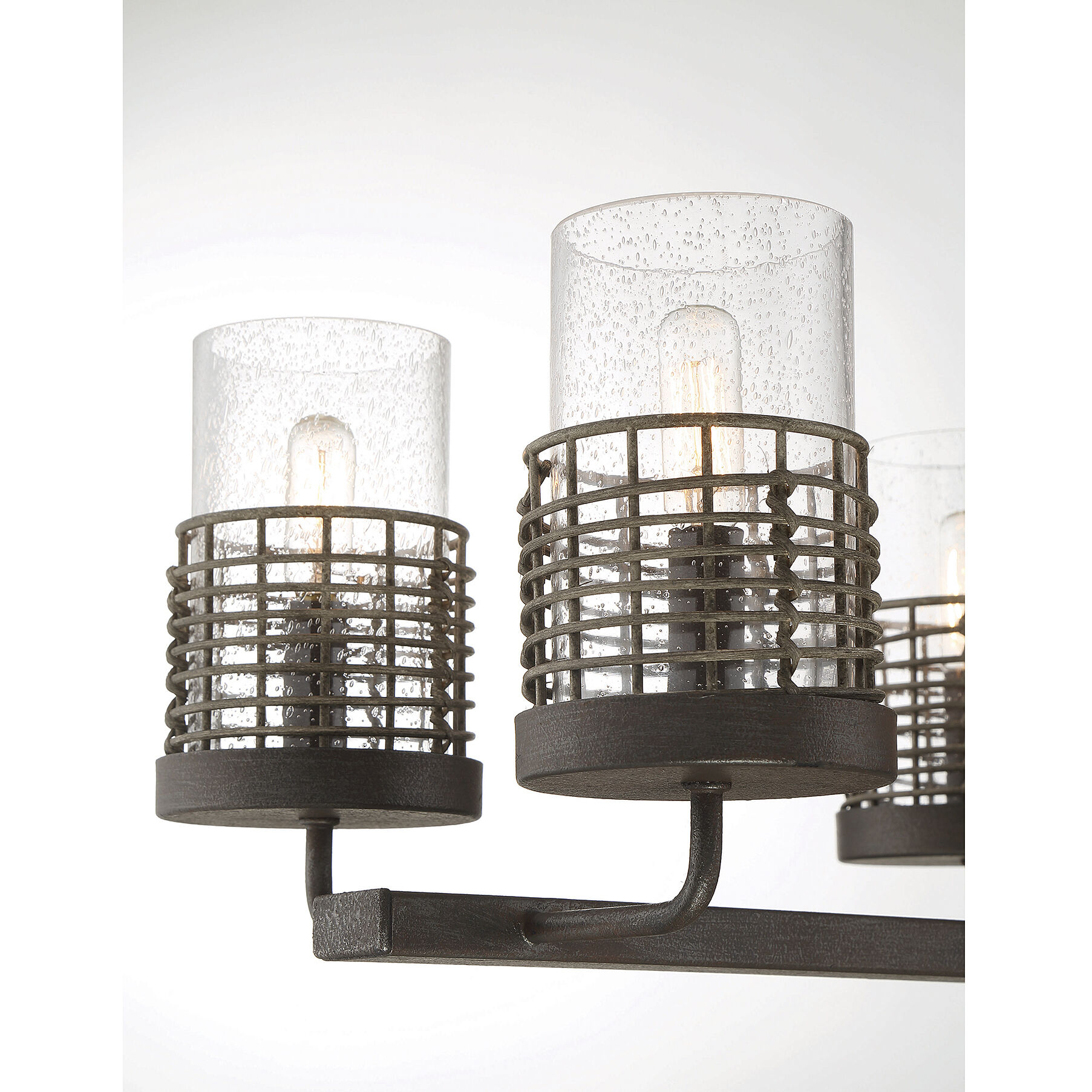 Granada 8 Light 42 inch Gunsmoke with Gray Rattan Linear Chandelier Ceiling Light