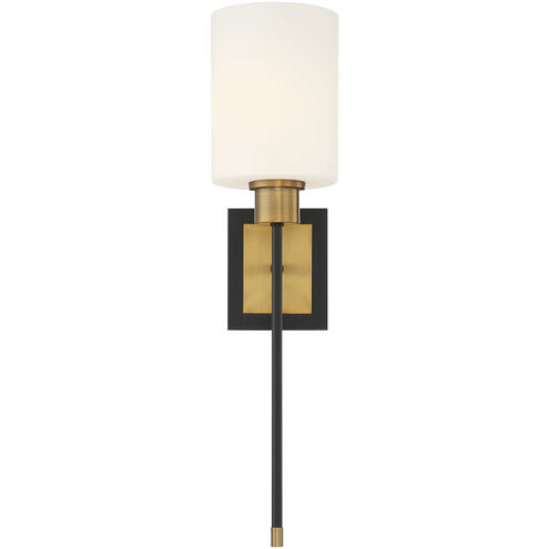 Alvara 1 Light 5.5 inch Black with Warm Brass Accents Wall Sconce Wall Light in Matte Black with Warm Brass, Essentials