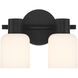 Strand 2 Light 10.25 inch Matte Black Bathroom Vanity Light Wall Light, Lighting One