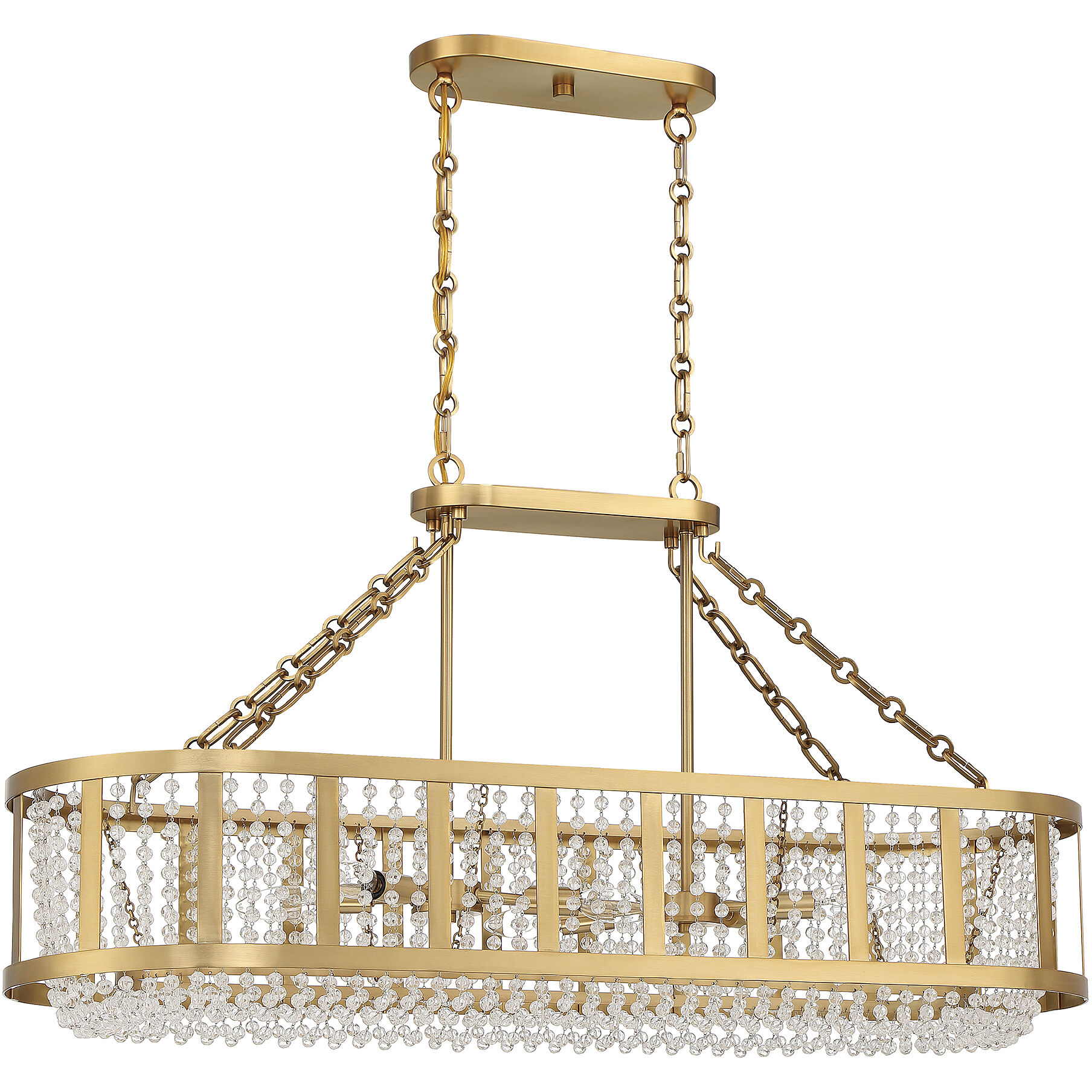 Mancini 6 Light 40 inch Warm Brass Linear Chandelier Ceiling Light