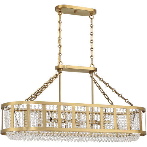 Mancini 6 Light 40 inch Warm Brass Linear Chandelier Ceiling Light