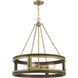 Lakefield 4 Light 26 inch Burnished Brass with Walnut Pendant Ceiling Light