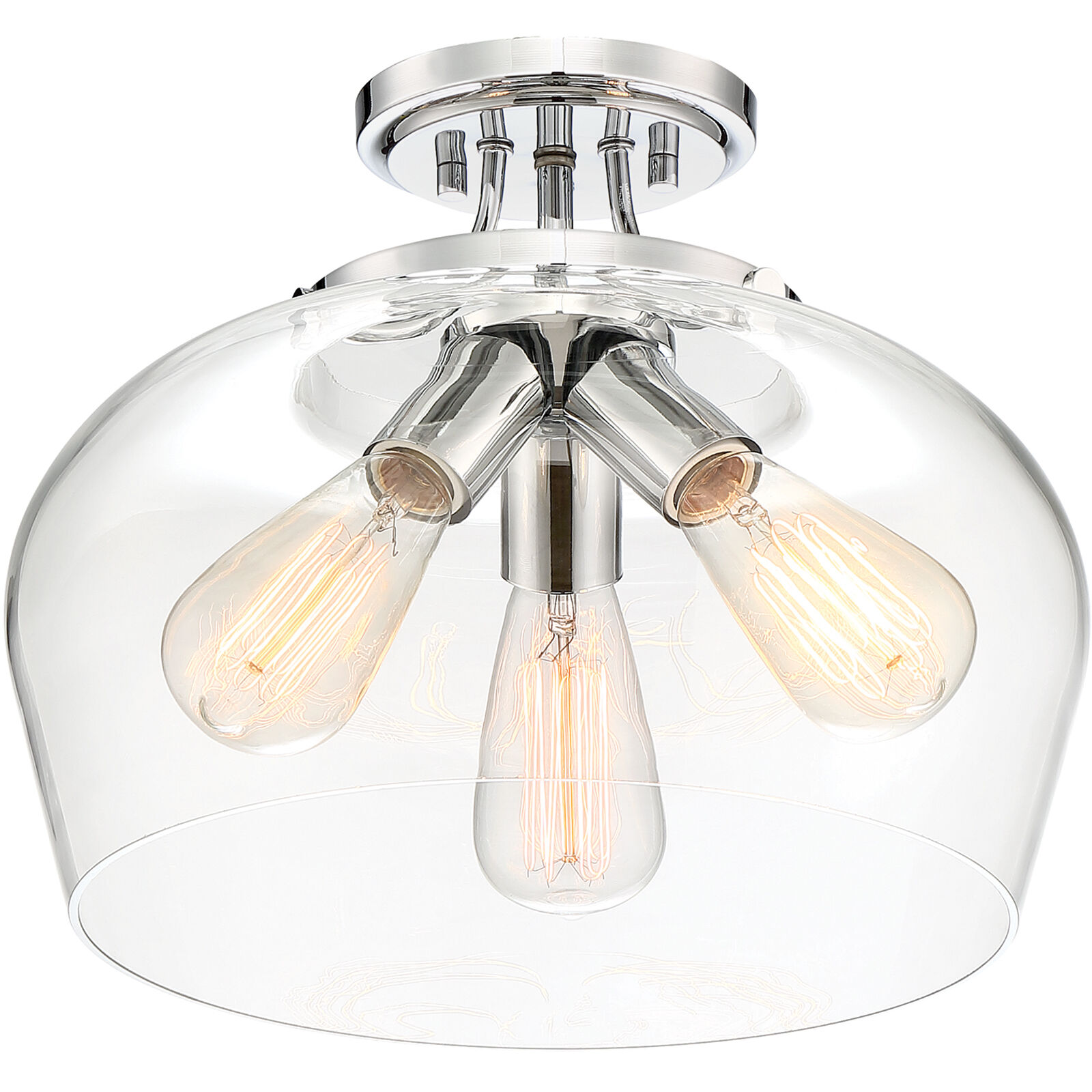 Octave 3 Light 13 inch Polished Chrome Semi-Flush Ceiling Light, Essentials