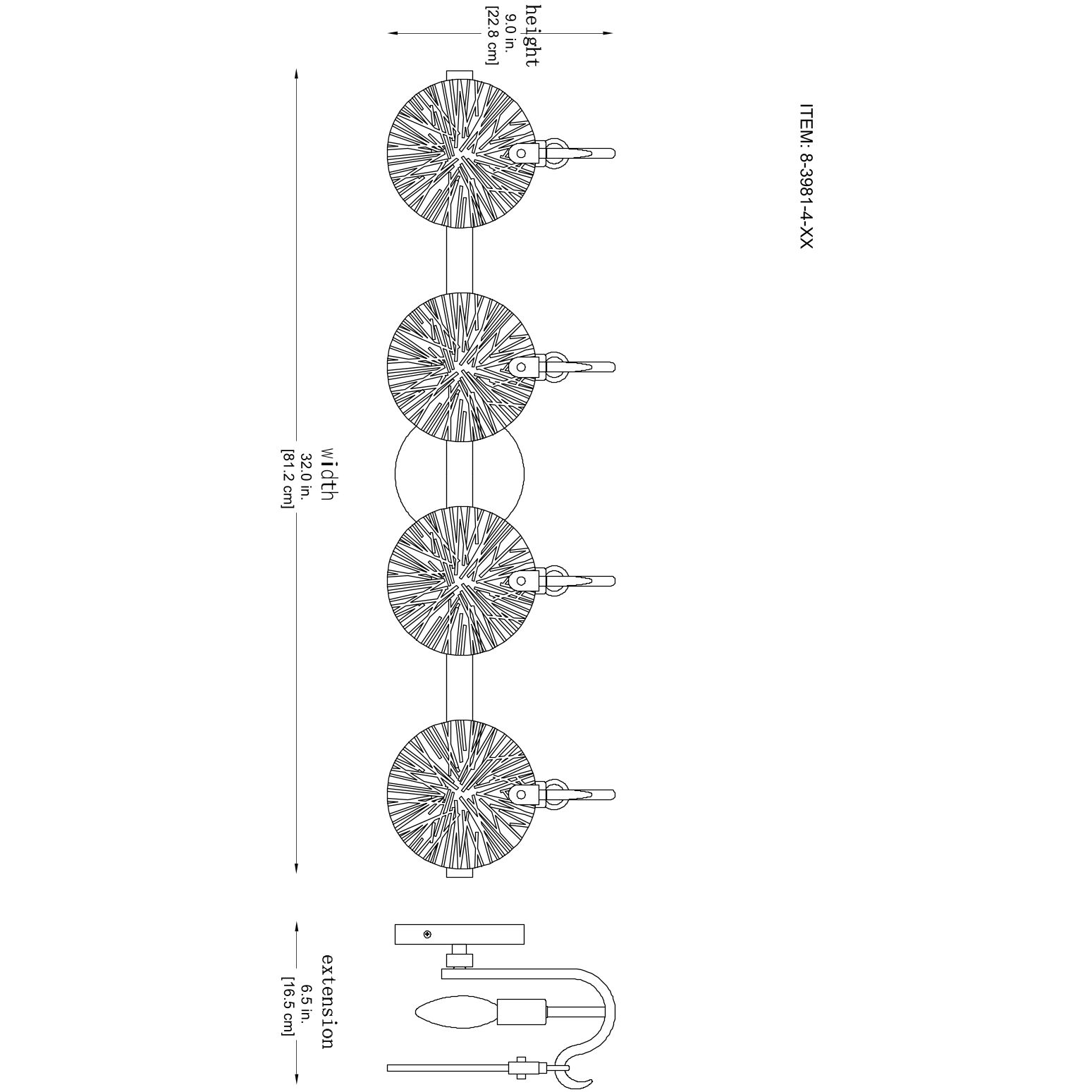 Addison 4 Light 32 inch Black Bathroom Vanity Light Wall Light