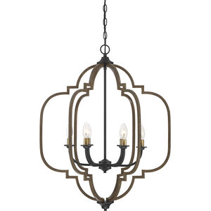 Westwood 6 Light 25 inch Barrelwood with Brass Chandelier Ceiling Light