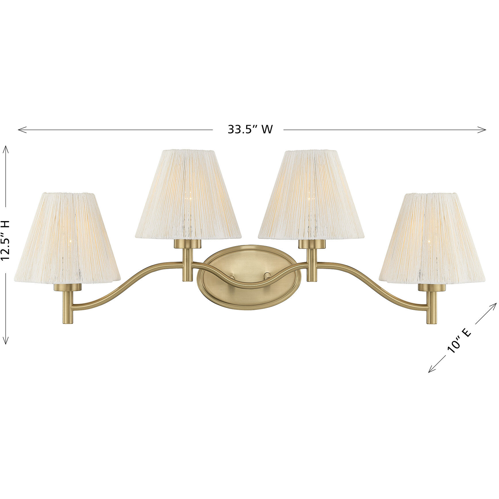 Rosa 4 Light 33.5 inch Noble Brass Bathroom Vanity Light Wall Light