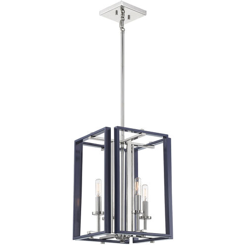 Champlin 4 Light 12.38 inch Navy with Polished Nickel Accents Pendant Ceiling Light in Navy/Polished Nickel
