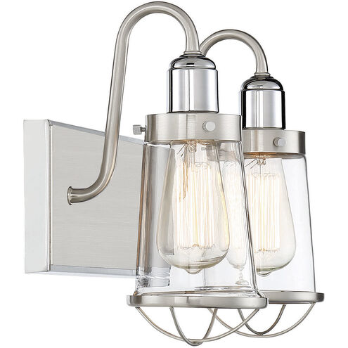Lansing 2 Light 13.5 inch Satin Nickel with Polished Nickel Accents Vanity Light Wall Light