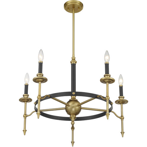 Consulate 5 Light 28 inch Matte Black and Warm Brass Chandelier Ceiling Light