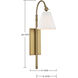 Rutland 11.5 inch 60 watt Warm Brass Adjustable Wall Sconce Wall Light, Essentials
