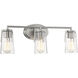 Sacremento 3 Light 24 inch Satin Nickel Bathroom Vanity Light Wall Light, Essentials