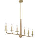Cannon 6 Light 44 inch Warm Brass and Rope Chandelier Ceiling Light