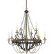 Mallory 12 Light 38 inch Fossil Stone Chandelier Ceiling Light, 10ft of chain 12ft  wire