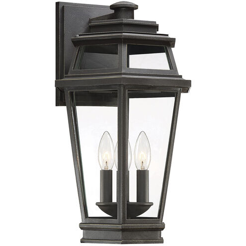 Holbrook 3 Light 18 inch Textured Bronze With Gold Highlights Outdoor Wall Lantern, Large