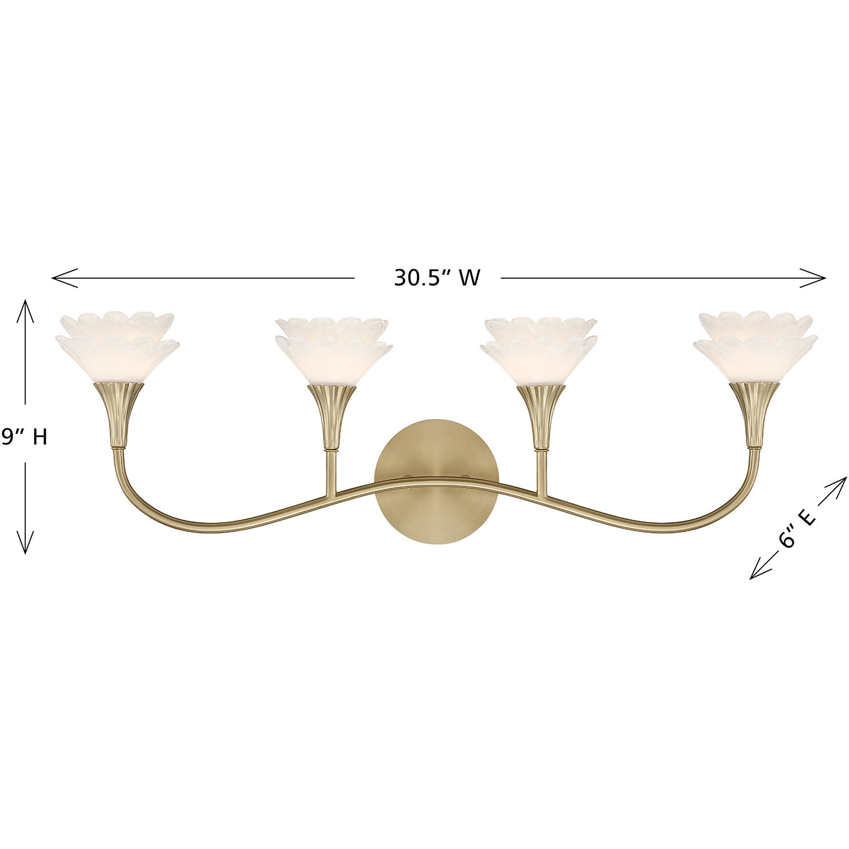 Florena 4 Light 30.5 inch Noble Brass Bathroom Vanity Light Wall Light