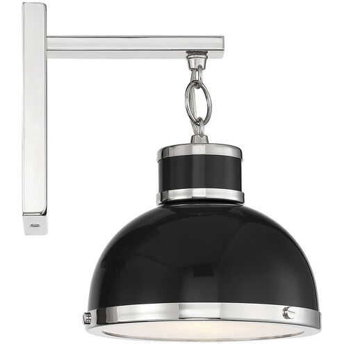 Corning 1 Light 8 inch Black with Polished Nickel Accents Wall Sconce Wall Light in Matte Black with Polished Nickel