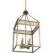William 4 Light 16 inch Warm Brass Pendant Ceiling Light