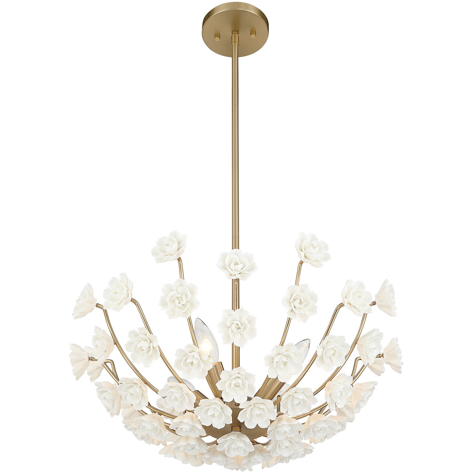 Flores 4 Light 20 inch Noble Brass Chandelier Ceiling Light