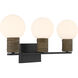 Jarrell 3 Light 24 inch Matte Black Bathroom Vanity Light Wall Light