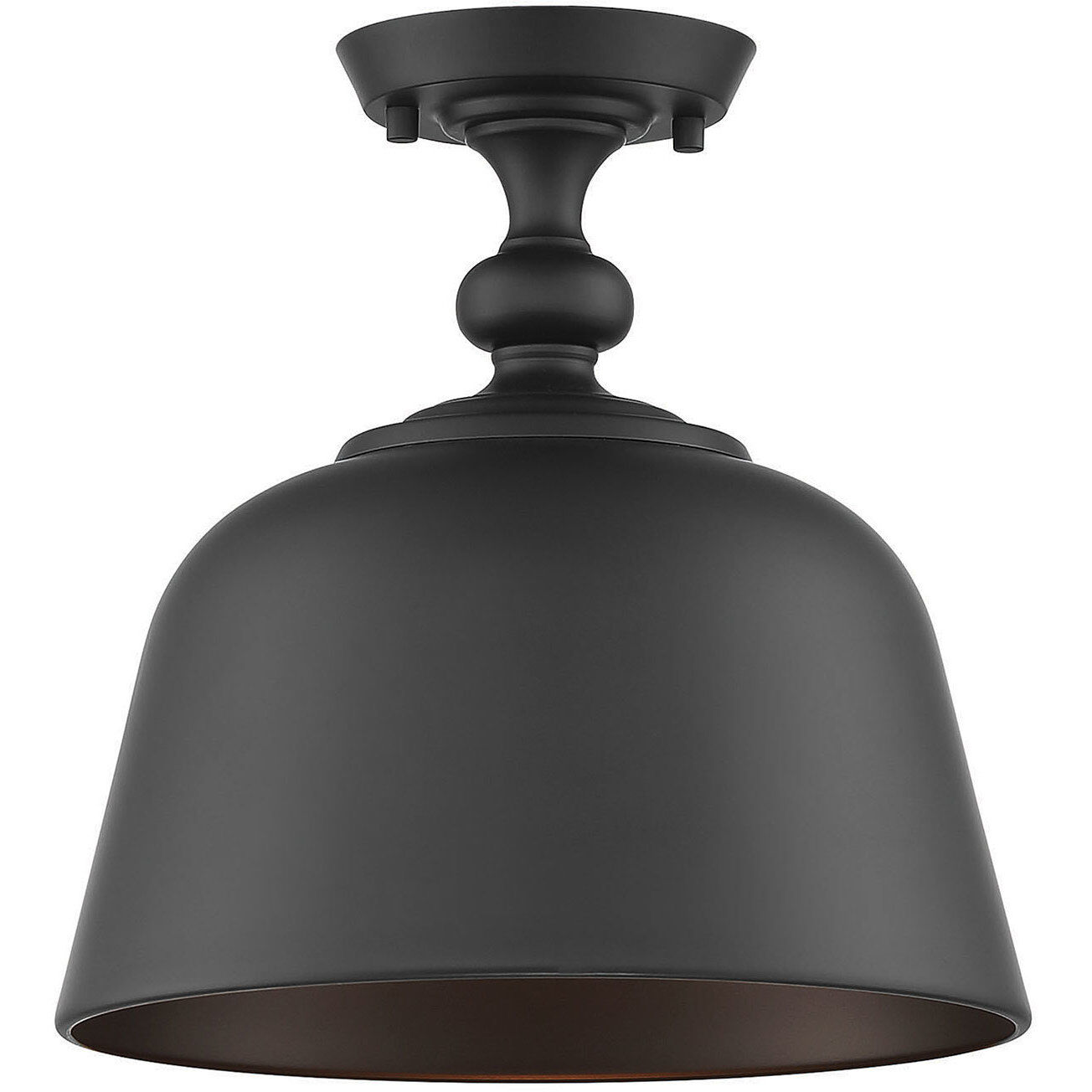 Berg 1 Light 12 inch Matte Black Semi-Flush Ceiling Light, Essentials