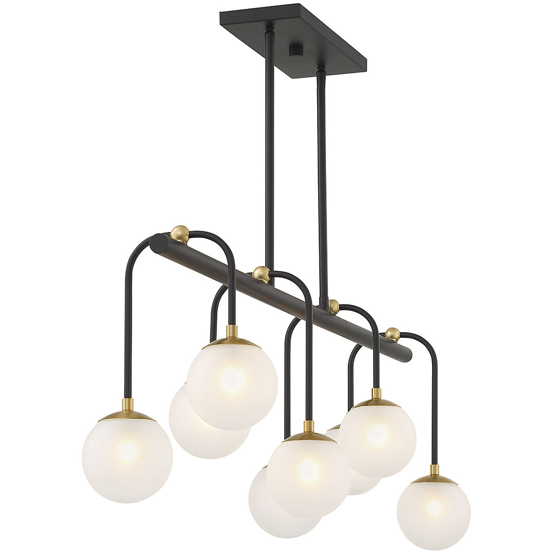 Couplet 8 Light 38 inch Black with Warm Brass Accents Linear Chandelier Ceiling Light