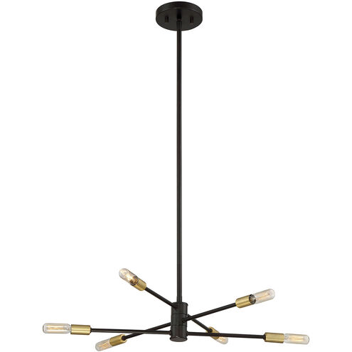 Lyrique 6 Light 21.75 inch Bronze with Brass Accents Chandelier Ceiling Light
