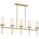 Haynes 5 Light 48 inch Warm Brass Linear Chandelier Ceiling Light, Essentials